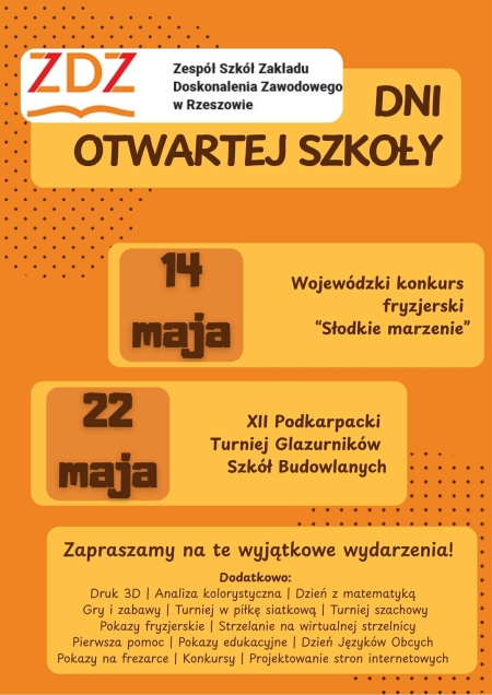 Zapraszamy na DNI OTWARTEJ SZKOŁY w ZS ZDZ Rzeszów